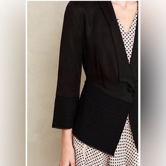 Anthropologie | Fleur Wood Strata Layered One Button Blazer Jacket Black 12 - Picture 2 of 11